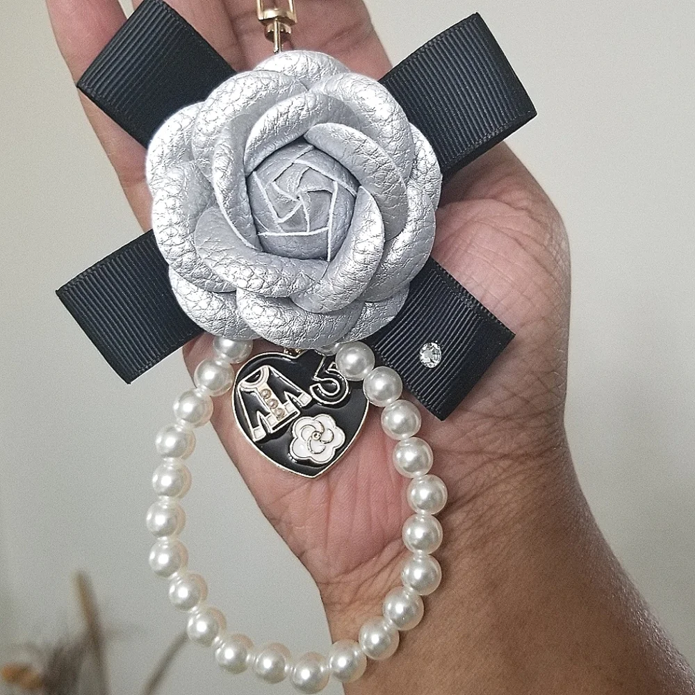 Silver Rose Purse Charm